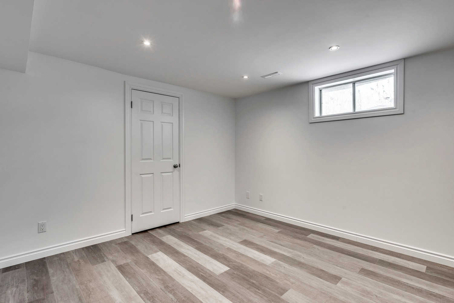 basement landing and living area